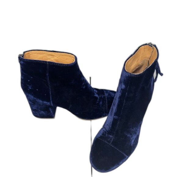 Madewell The Jillian Navy Blue Suede Leather Zip Heeled Booties Boots - Picture 6 of 8